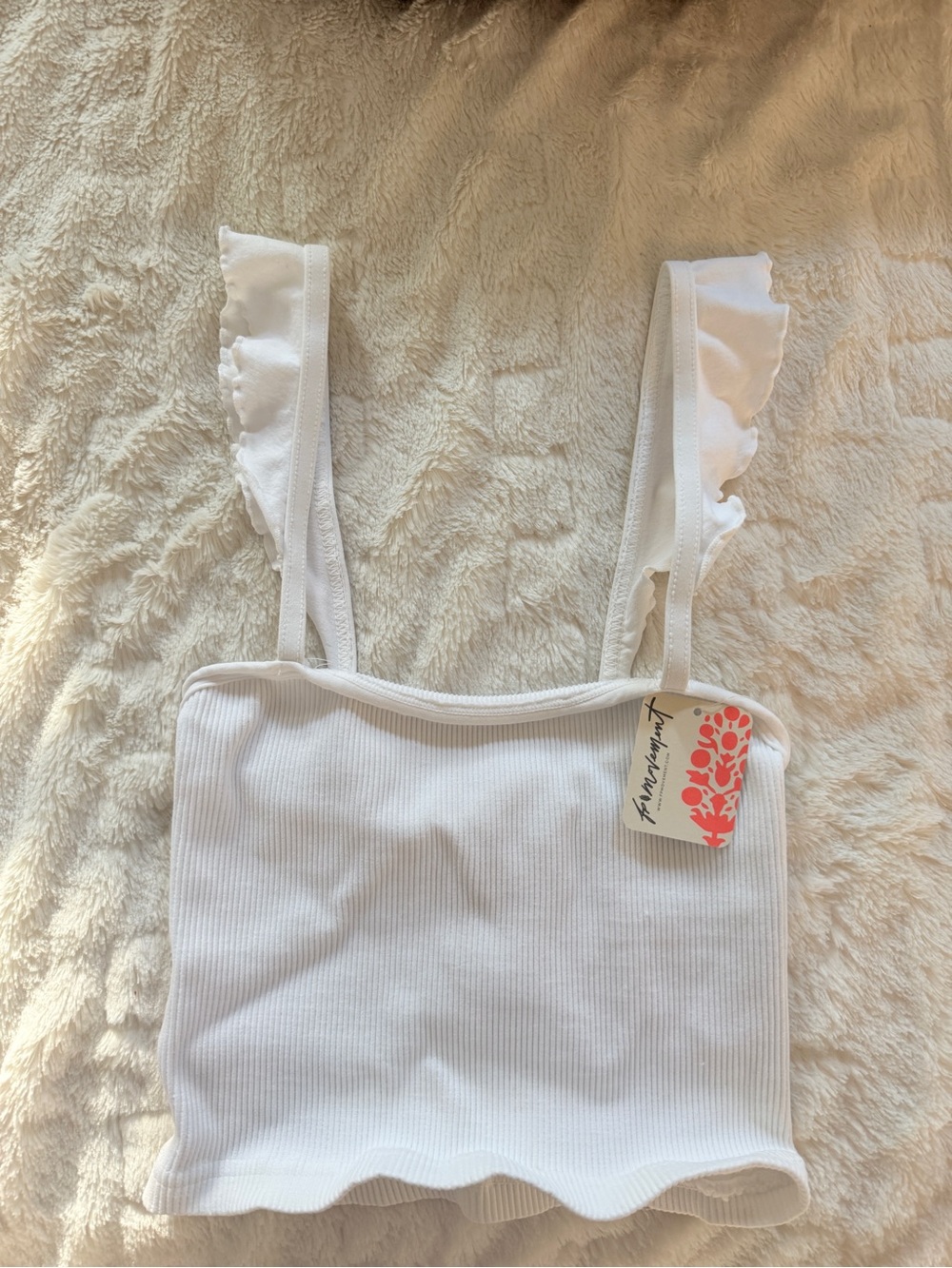 Free People Movement White tank with ruffle straps